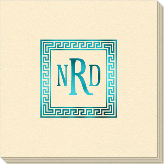 Greek Key Border with Monogram Linen Like Napkins